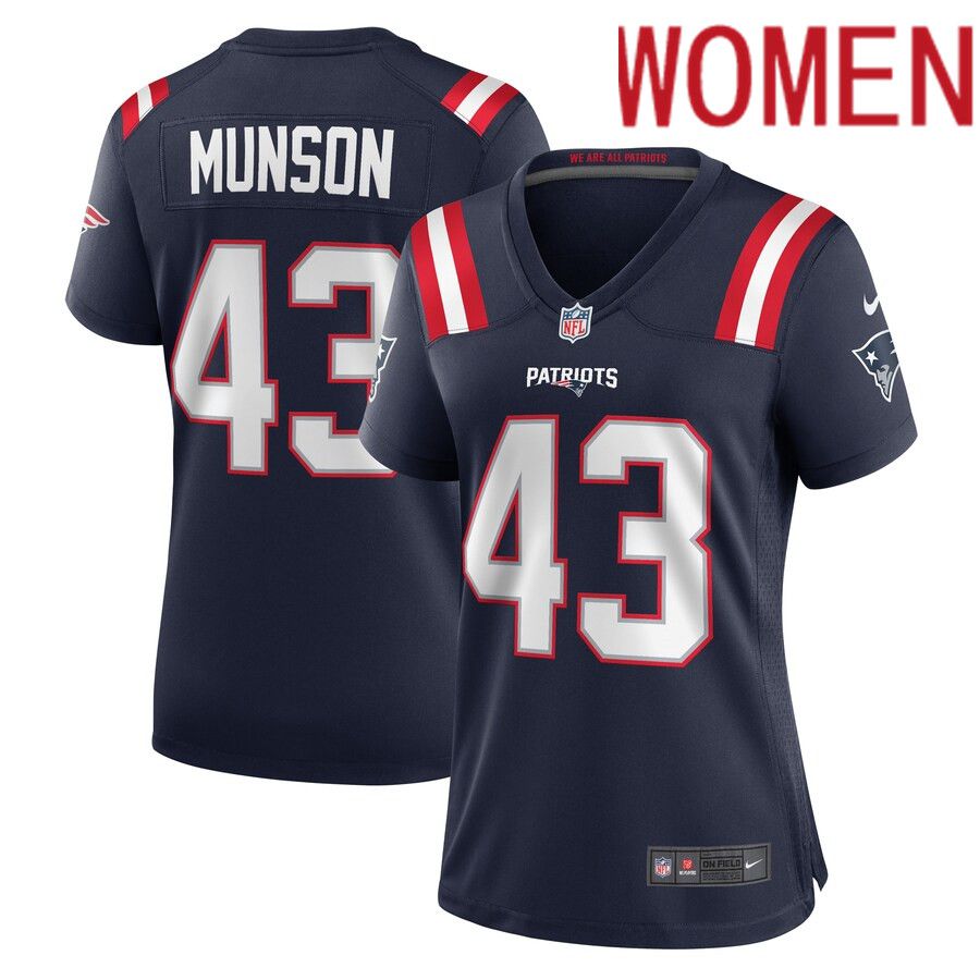 Women New England Patriots 43 Calvin Munson Nike Navy Home Game Player NFL Jersey